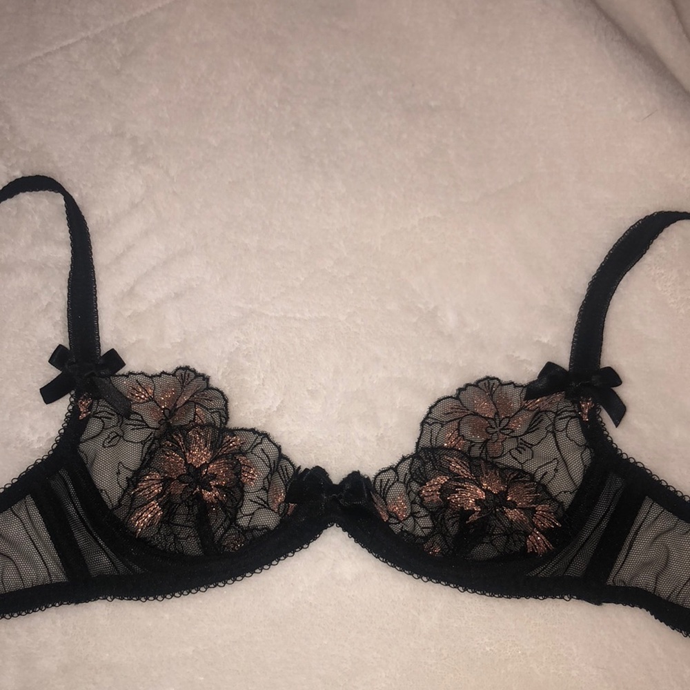 Agent Provocateur black & rose gold lace bra 32B